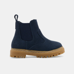 حذاء بوت تشيلسي من الجلد، باللون الأزرق الداكن للأطفال الصغار